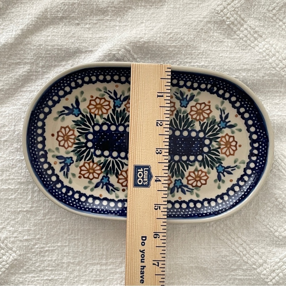 Polish Pottery Oval Serving Dish Flowers & Leaves - Picture 11 of 11